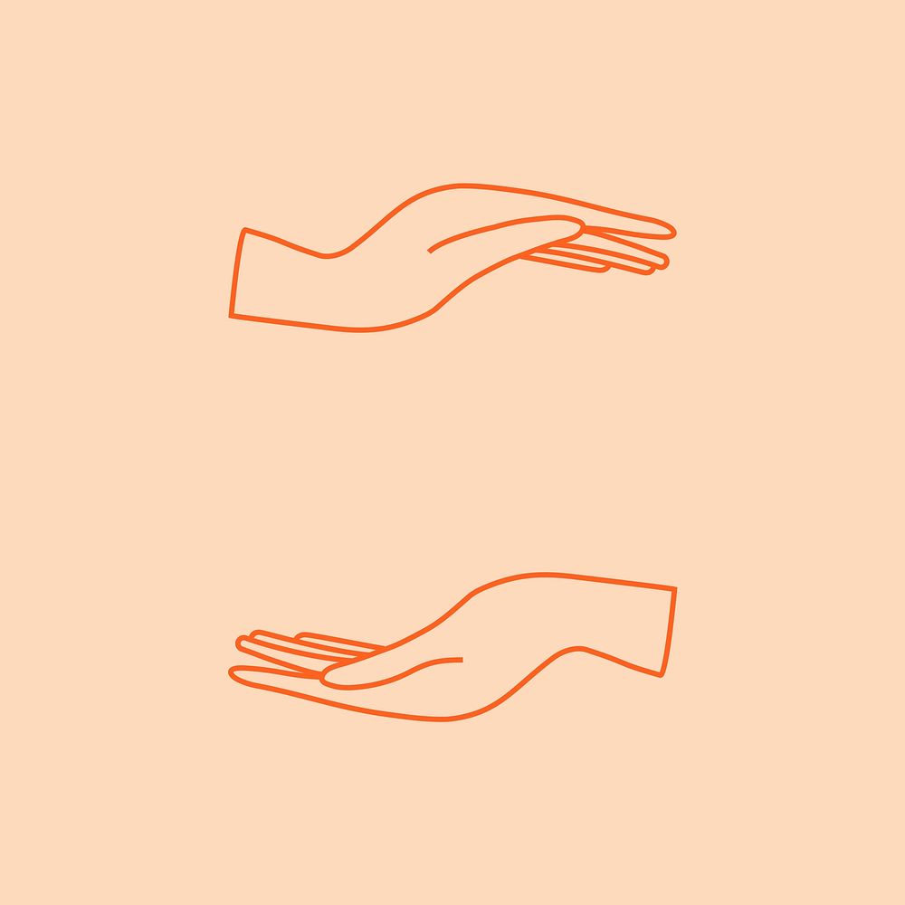Aesthetic hands sticker, minimal line art illustration vector