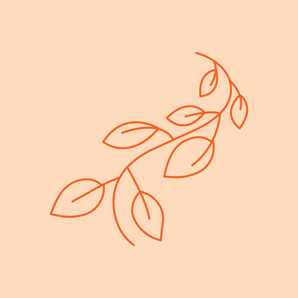 Botanical aesthetic illustration on peach color background