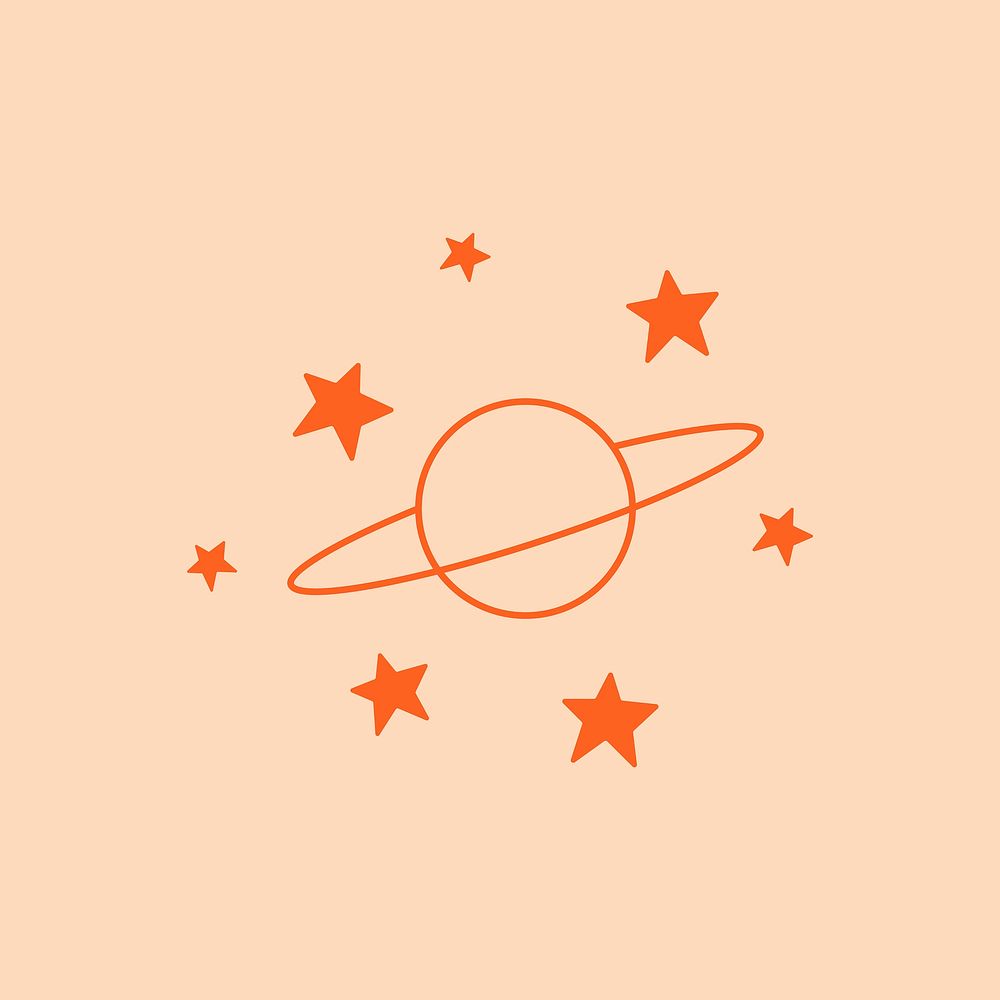 Planet minimal aesthetic illustration on peach color background