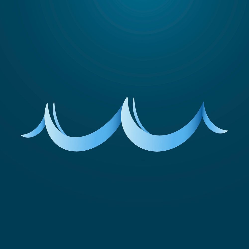 Sea wave clipart, animated water graphic in blue gradient design