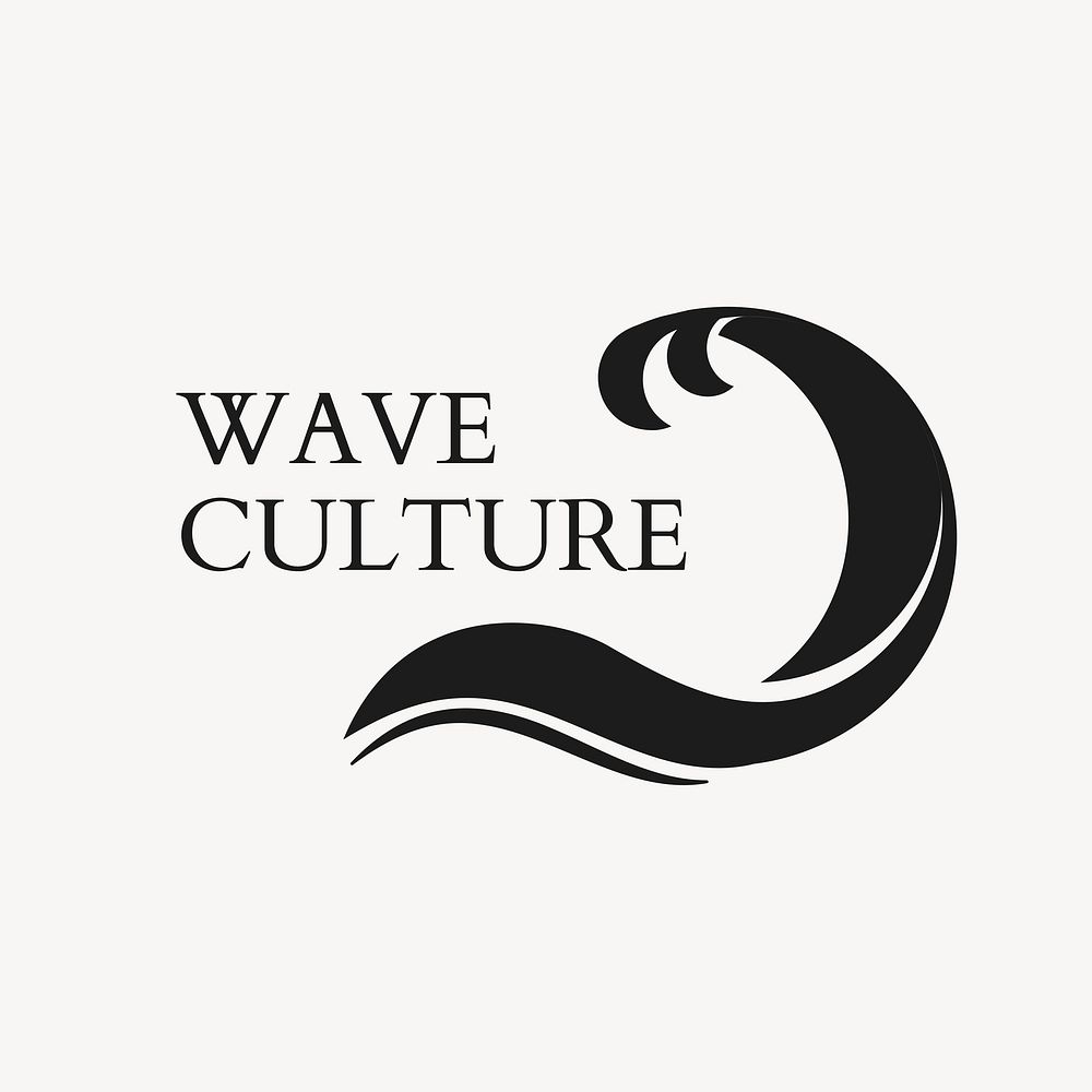 Wave business logo clipart, black water animated graphic