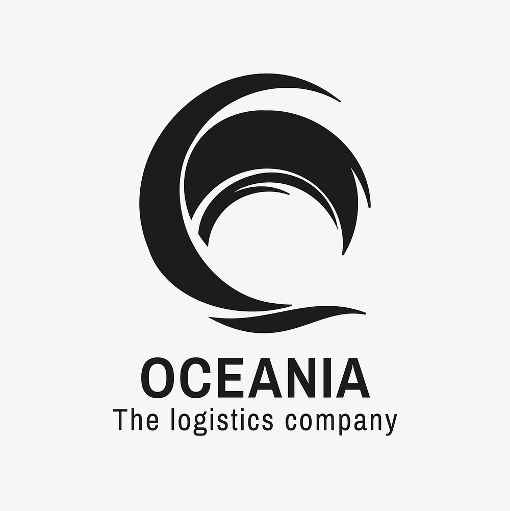 Oceania sea wave business logo, modern water clipart in black flat design