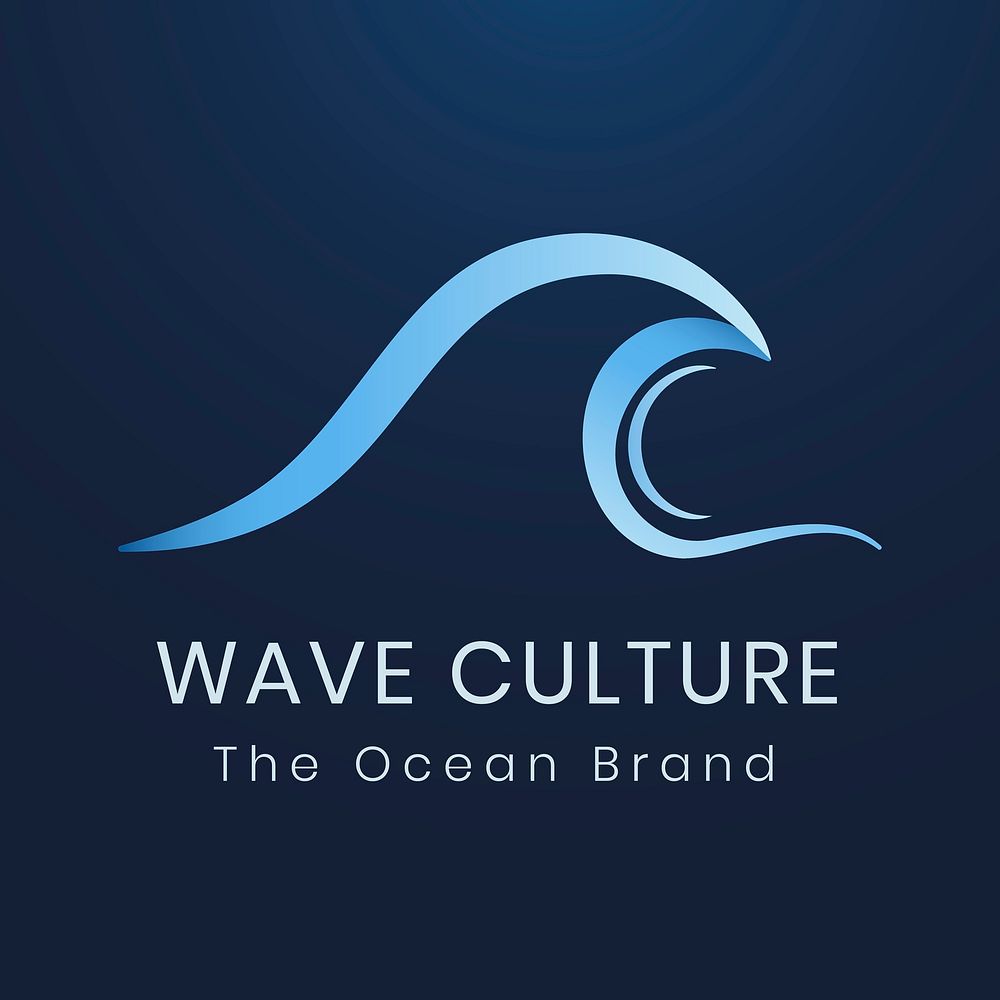 Wave business logo clipart, blue water animated graphic