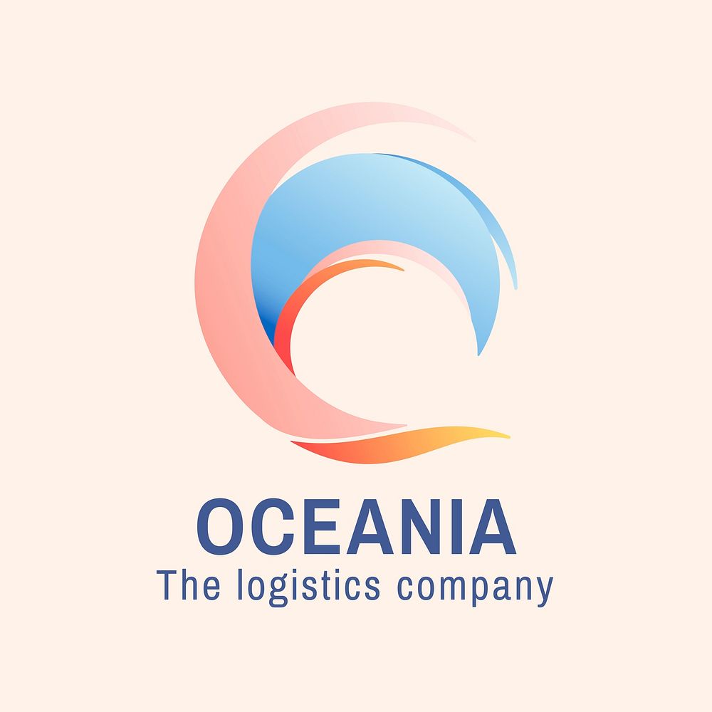 Oceania sea wave business logo, aesthetic water clipart in flat design