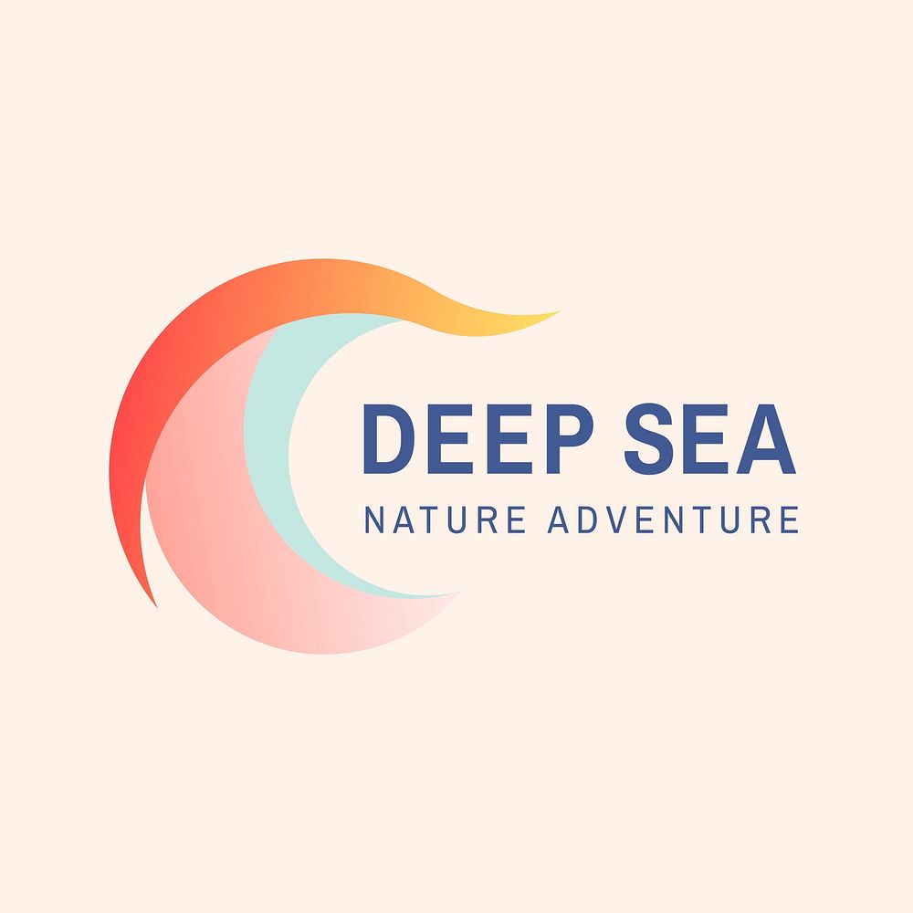 Sea wave logo template, travel business, animated graphic vector