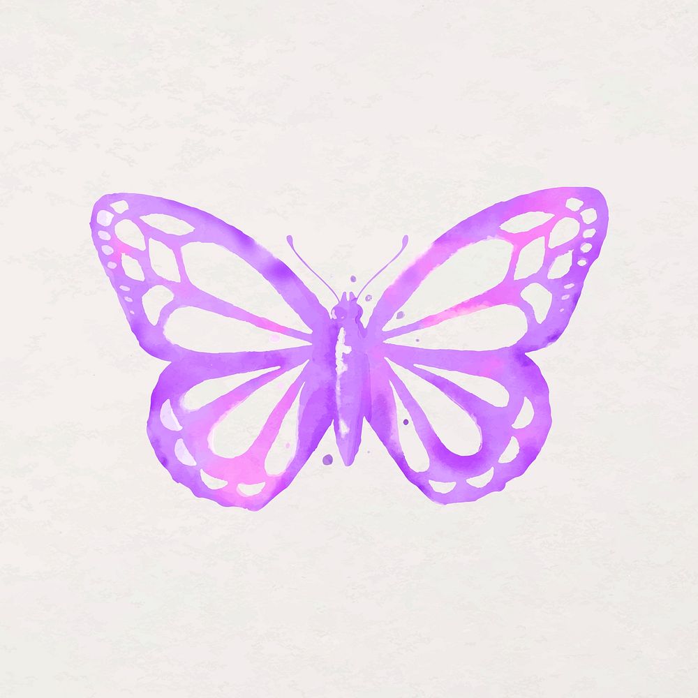 Pink watercolor butterfly stamp on beige