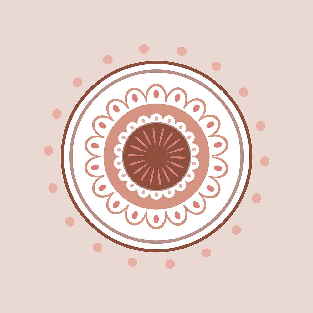 Paisley mandala sticker, feminine henna tattoo in pastel design vector