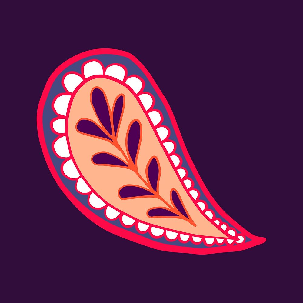 Paisley flower sticker, red creative illustration vector