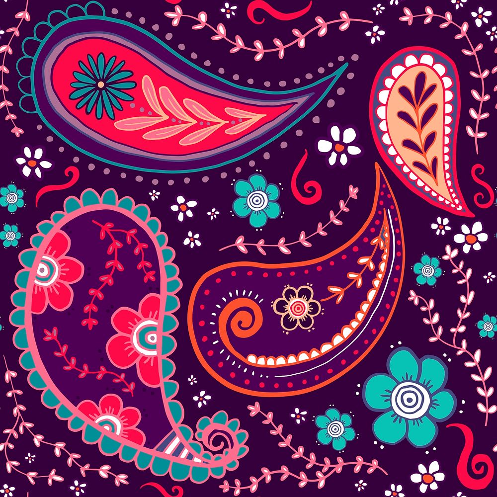 Pink paisley pattern background, Indian mandala illustration vector