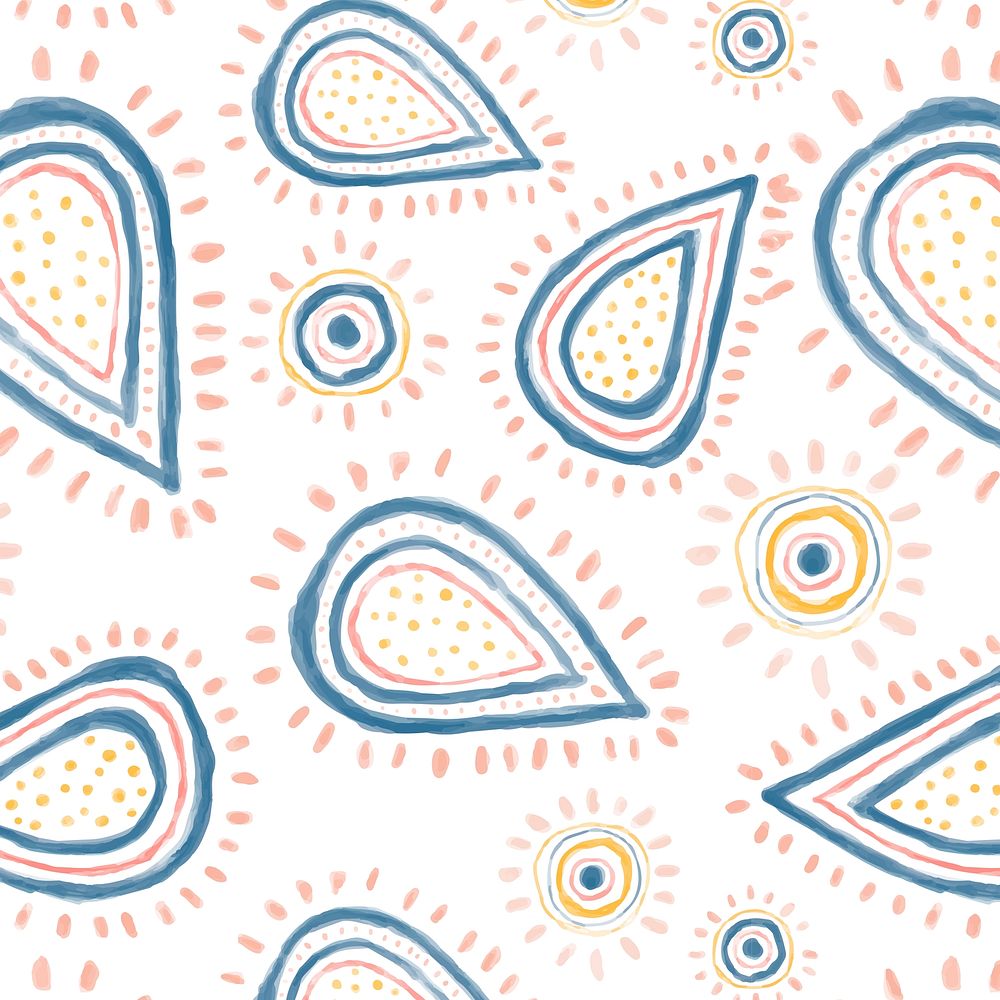 Paisley doodle background, cute pattern in pastel for kids vector