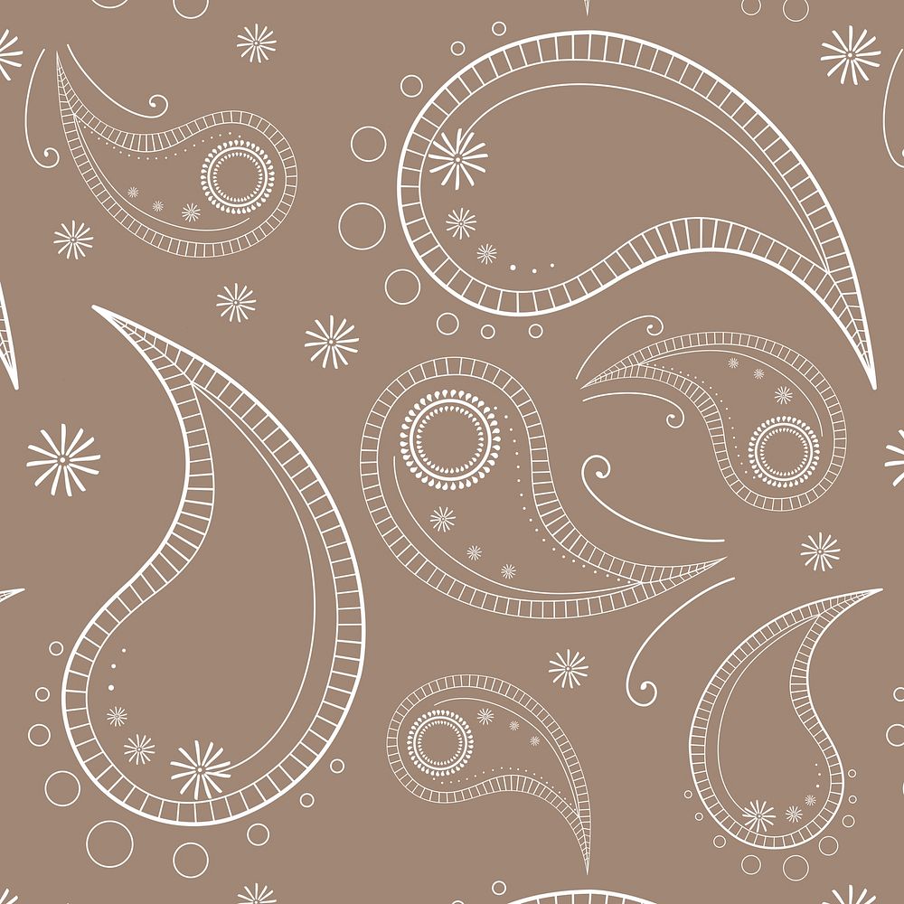 Aesthetic paisley background, brown henna pattern in earth tone vector