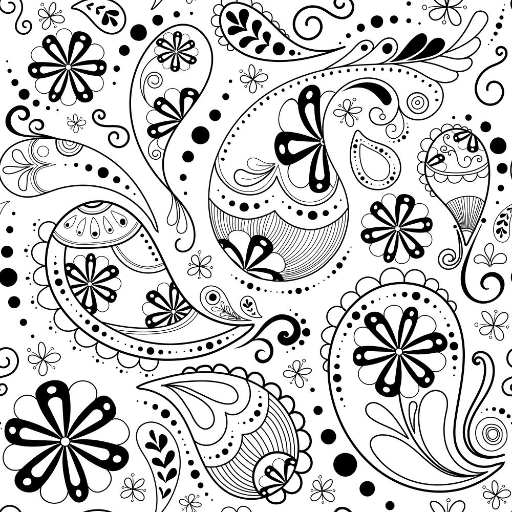 Indian pattern background, white paisley illustration in abstract design vector