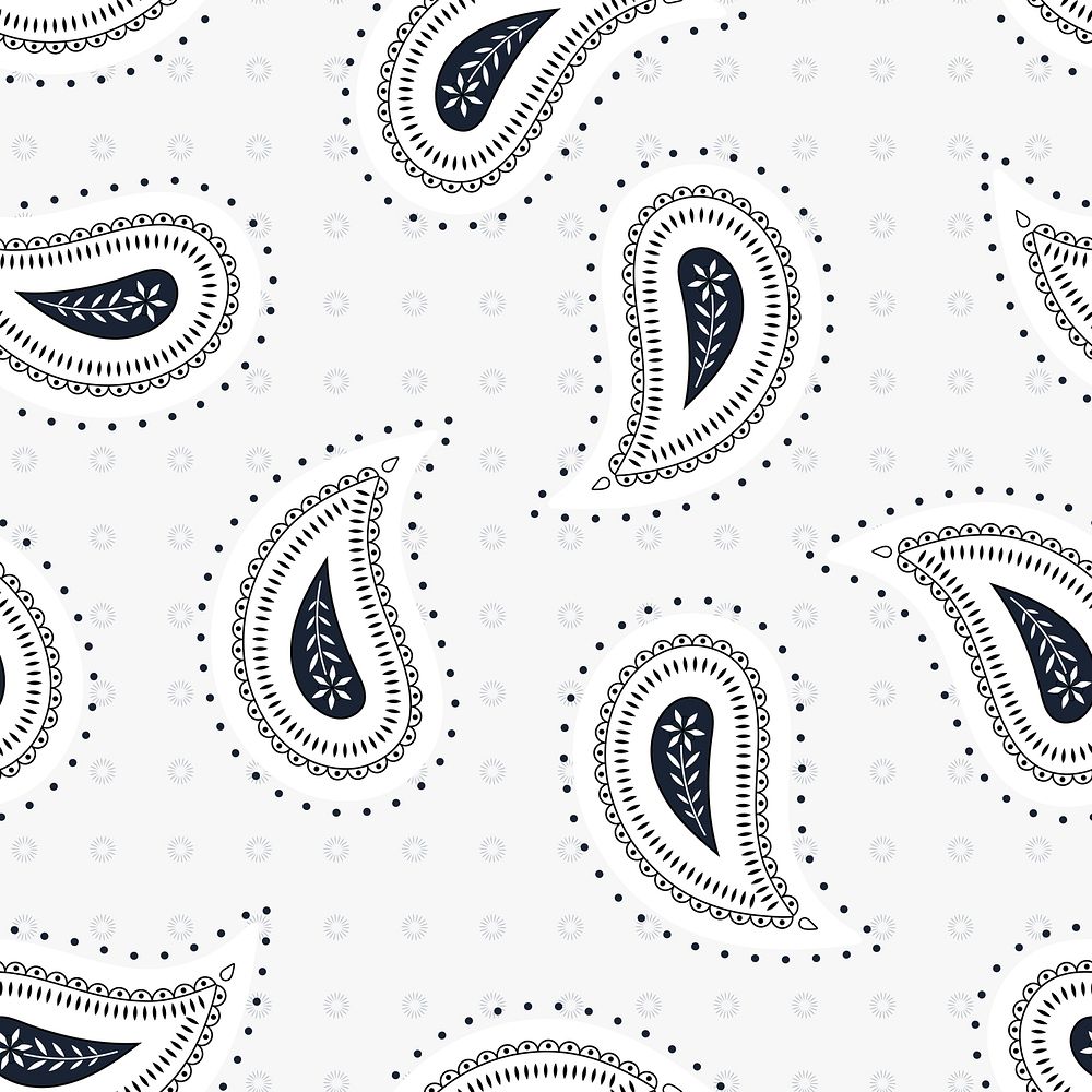 Simple paisley white background, black pattern, creative illustration vector