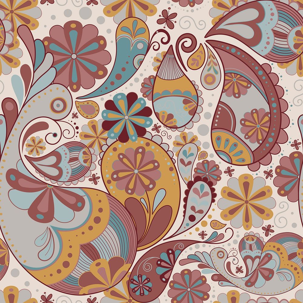 Aesthetic paisley background, henna pattern in earth tone vector