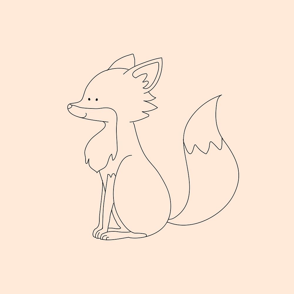 Cute fox, animal illustration for kids coloring