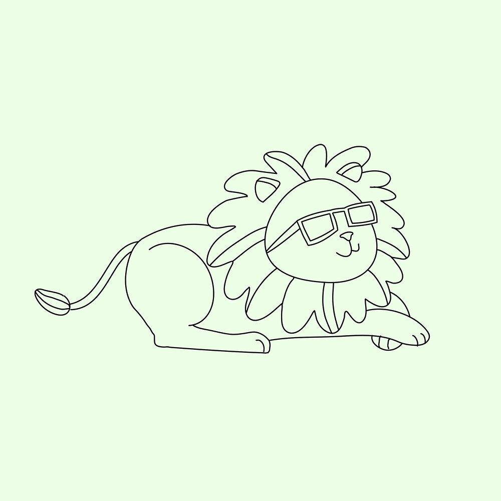 Cute lion, animal illustration for kids coloring