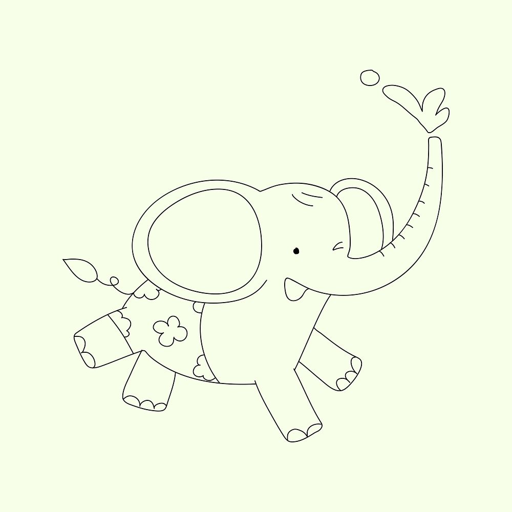 Elephant cute animal illustration for kids coloring vector