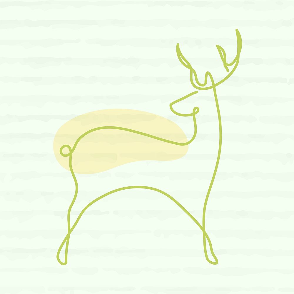 Deer colorful line art animal illustration vector