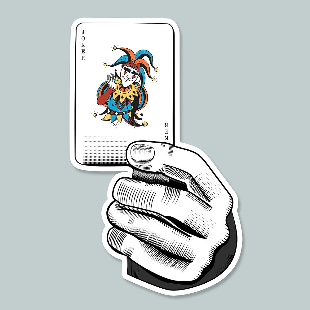 Hand psd sticker joker card illustration