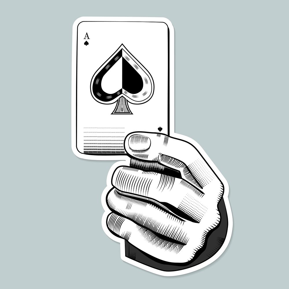 Hand vector with spade ace poker card