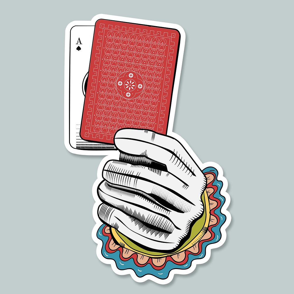 Hand psd spade sticker ace poker card