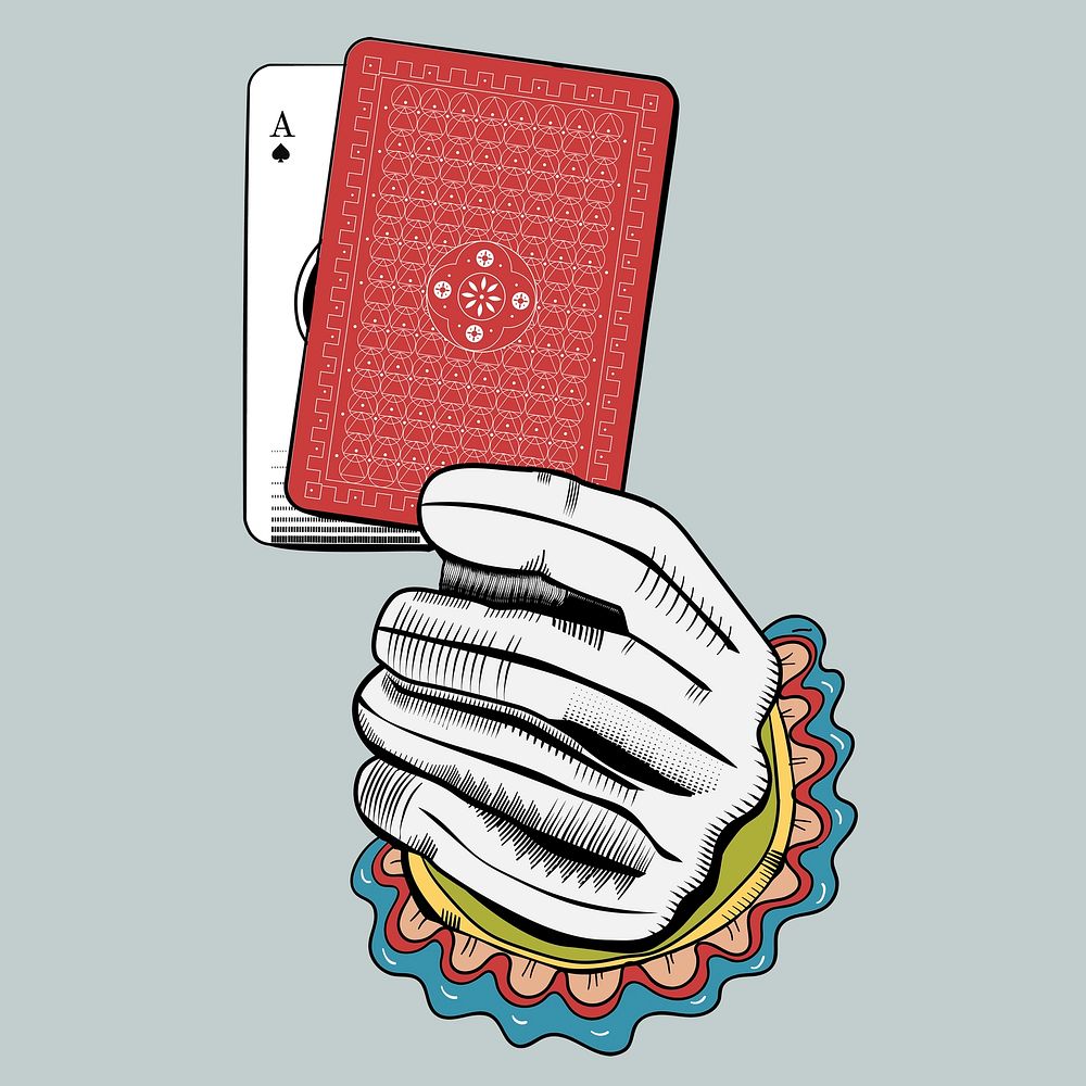 Psd hand with spade ace poker card