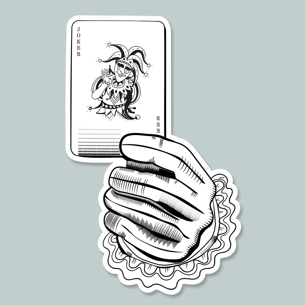 Holding casino playing card sticker psd illustration