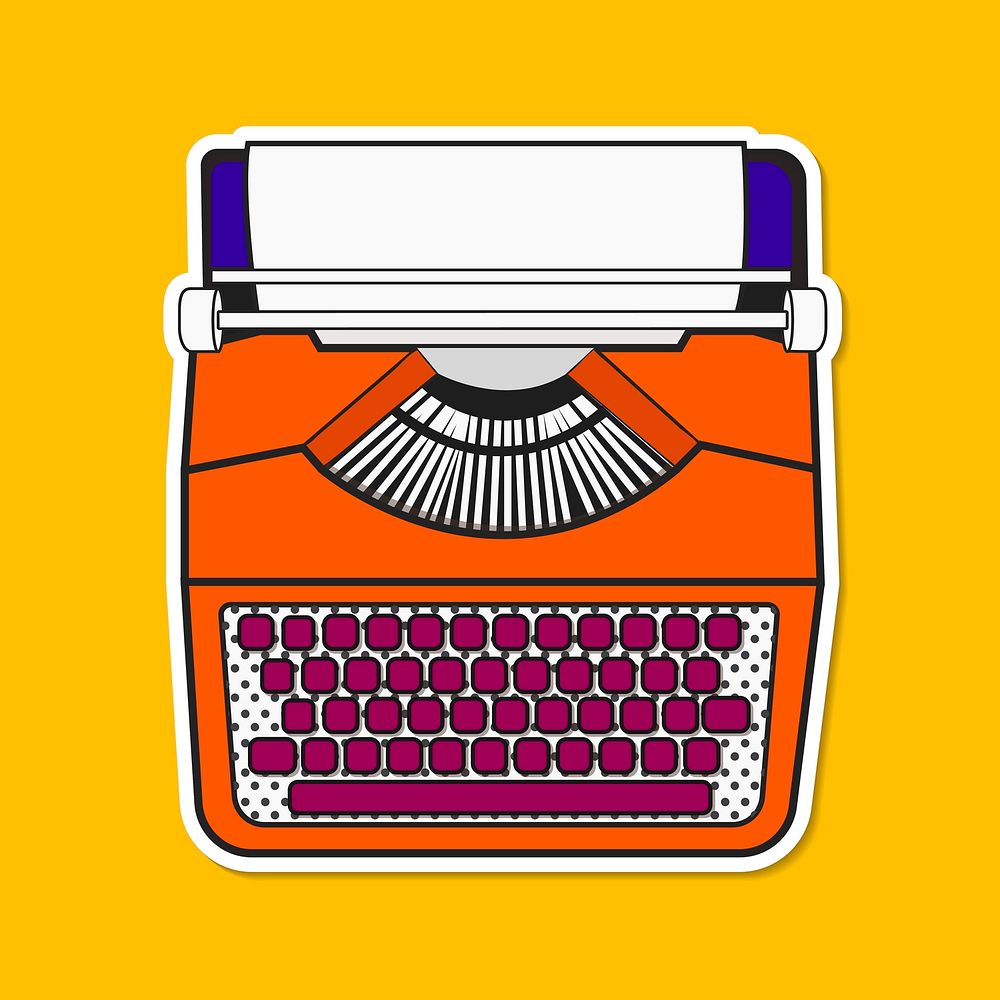 Retro typewriter pop art music icon illustration