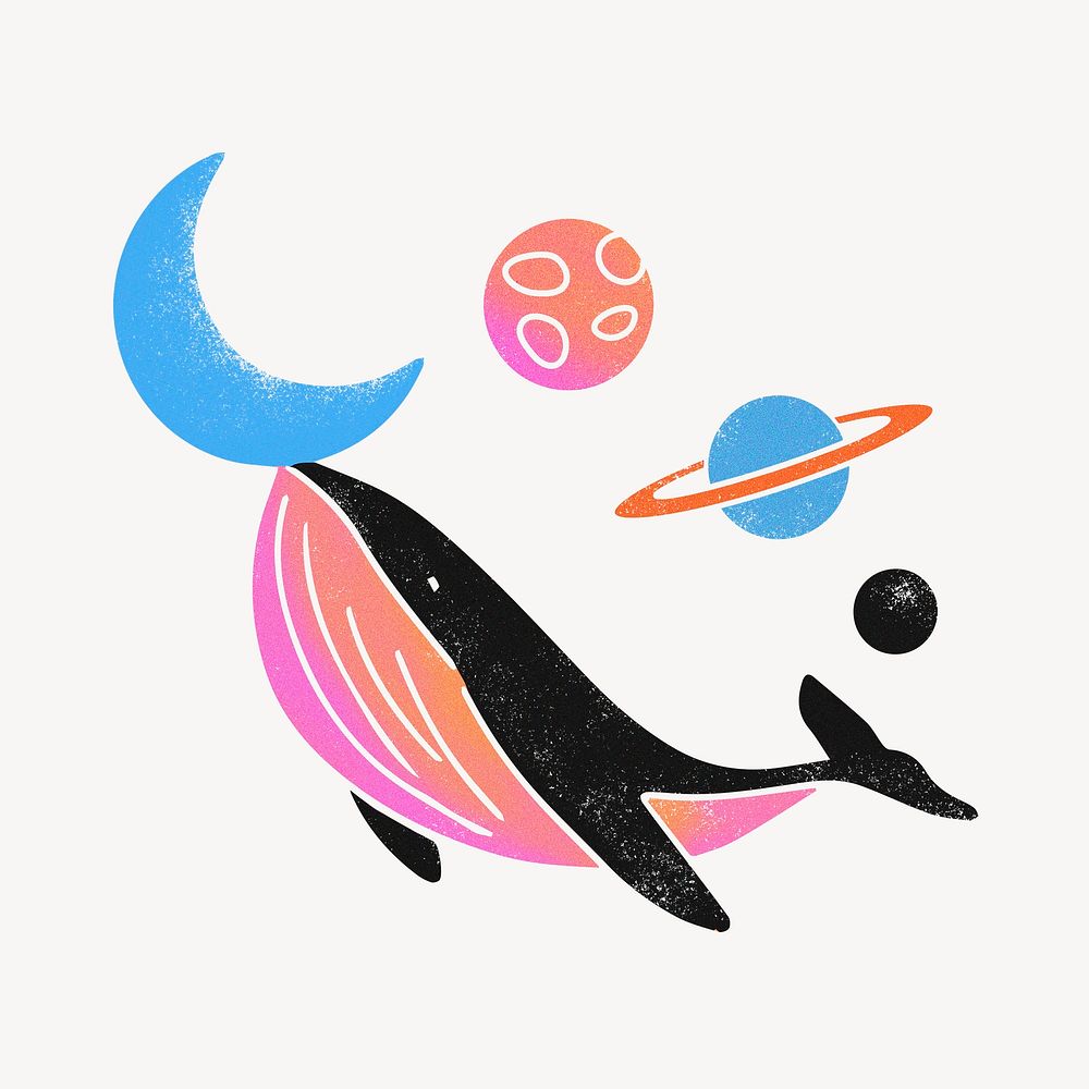 Cosmic whale illustration, gradient design