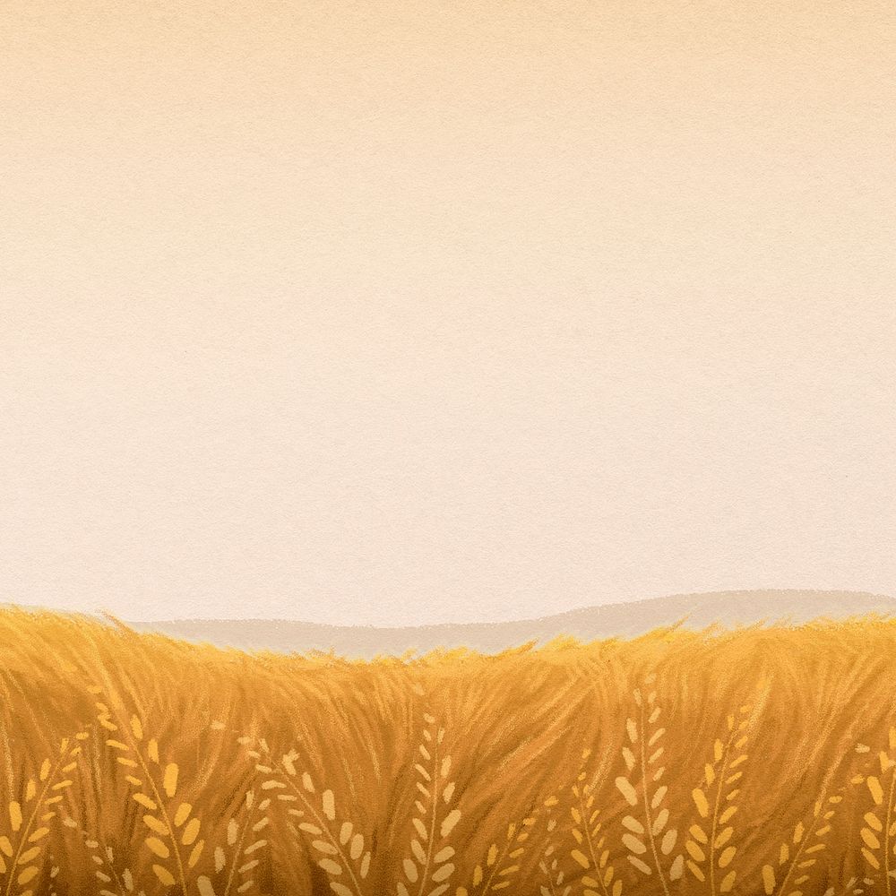 Wheat field background, watercolor aesthetic illustration