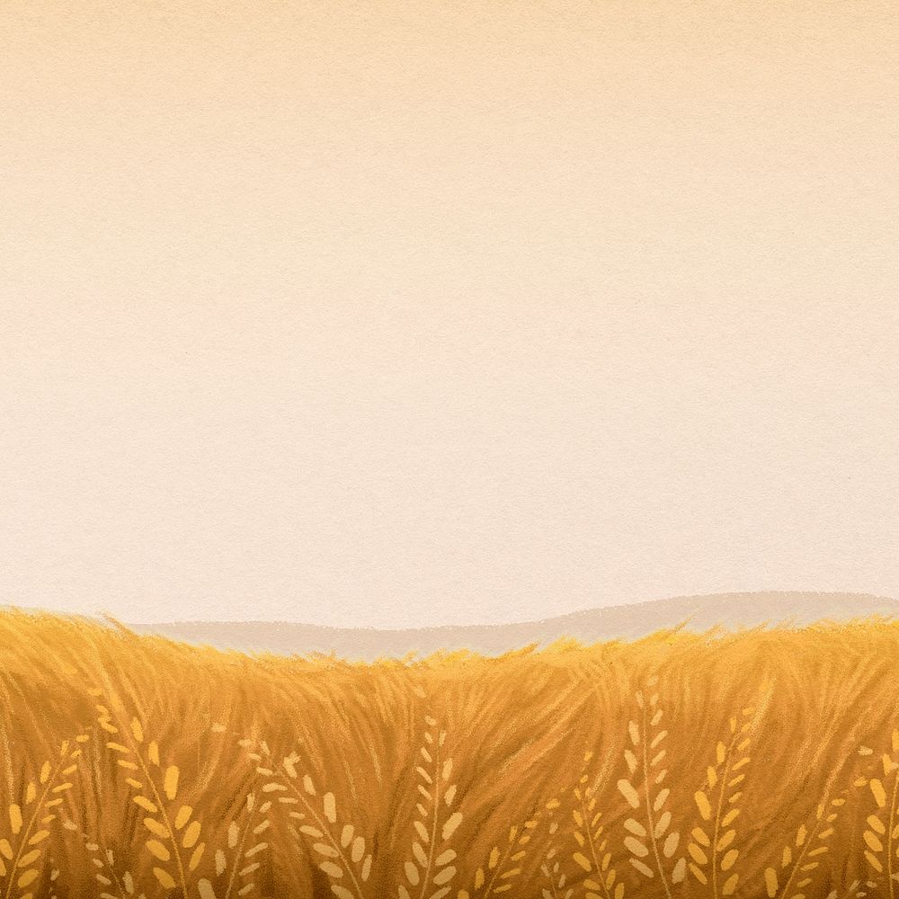 Wheat field background, watercolor aesthetic illustration psd