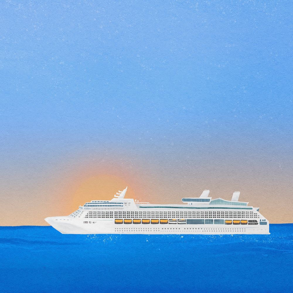 Cruise ship background, tourism industry illustration
