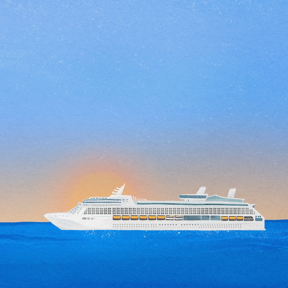 Cruise ship background, tourism industry illustration psd