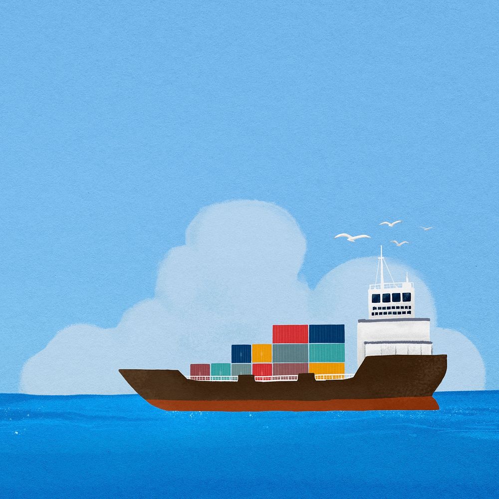 Cargo shipping background, logistics industry illustration psd