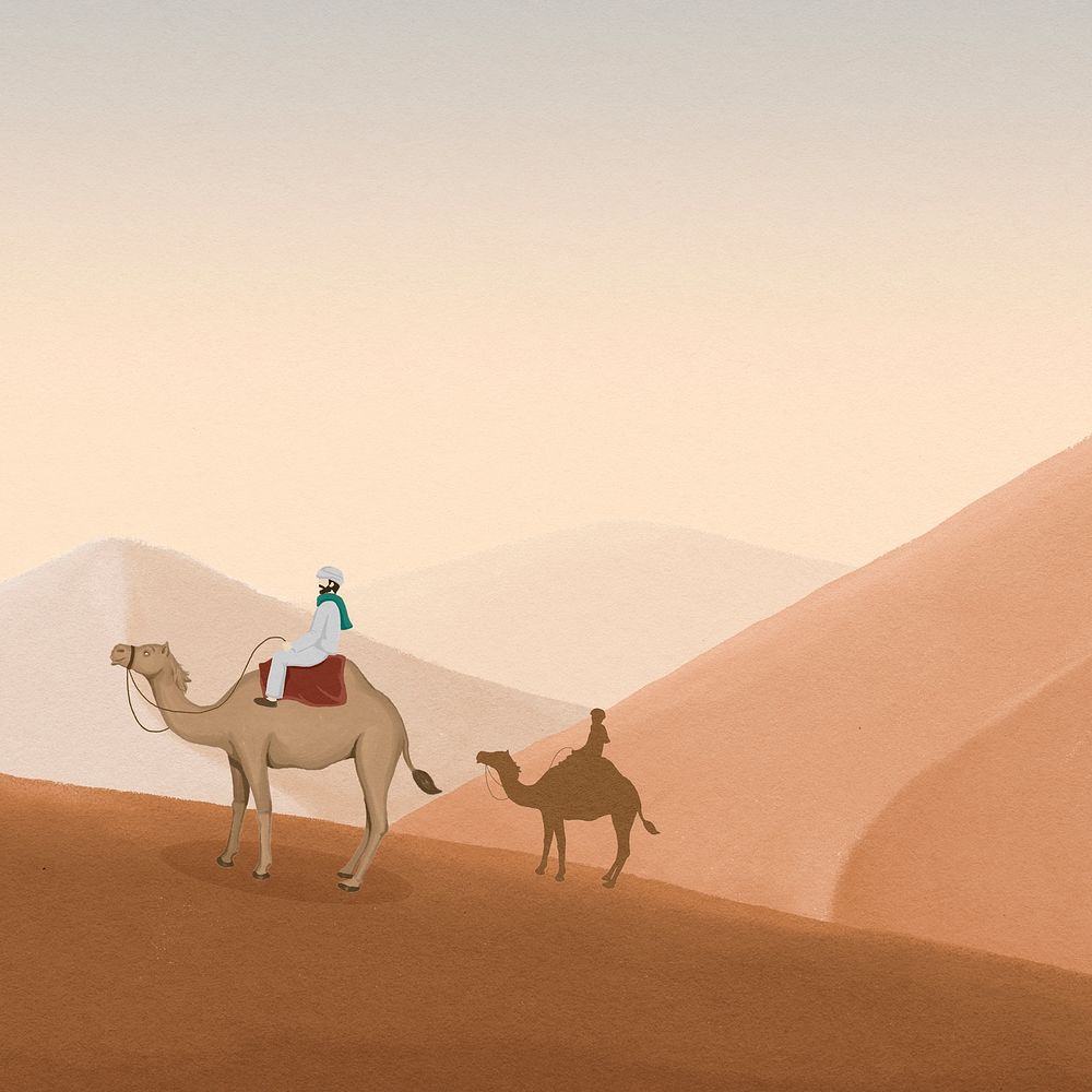 Egyptian desert background, mountains border 