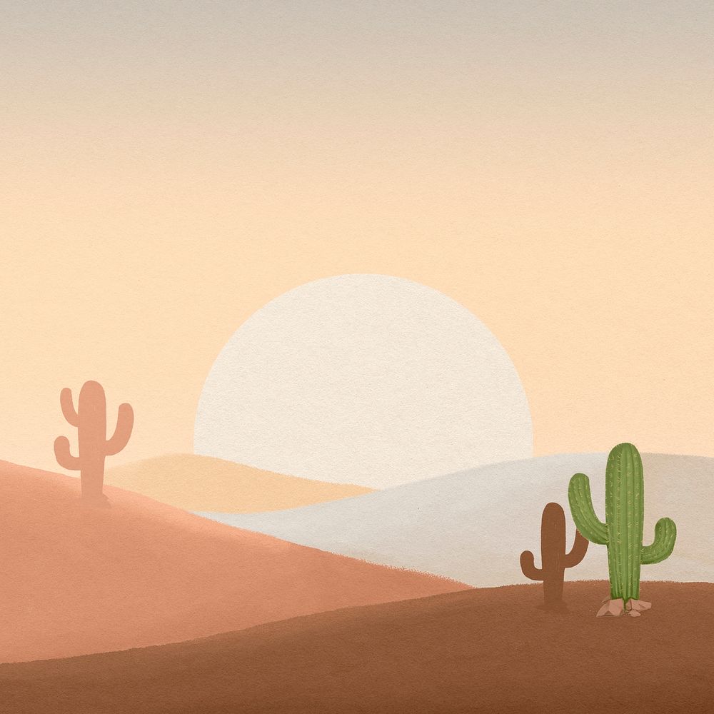 Wild west desert background, cactus border psd