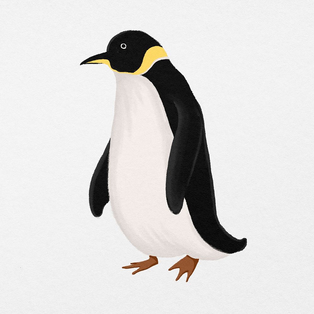 Penguin sticker, watercolor animal illustration psd