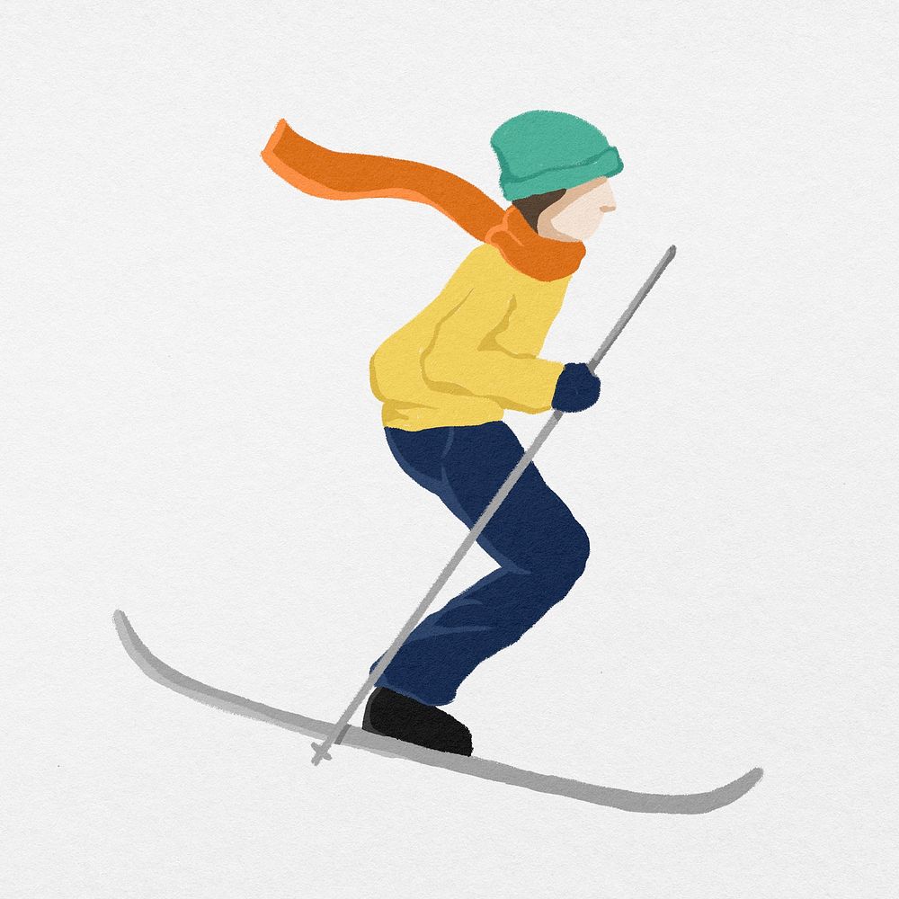 Skiing man, adventurous sport illustration