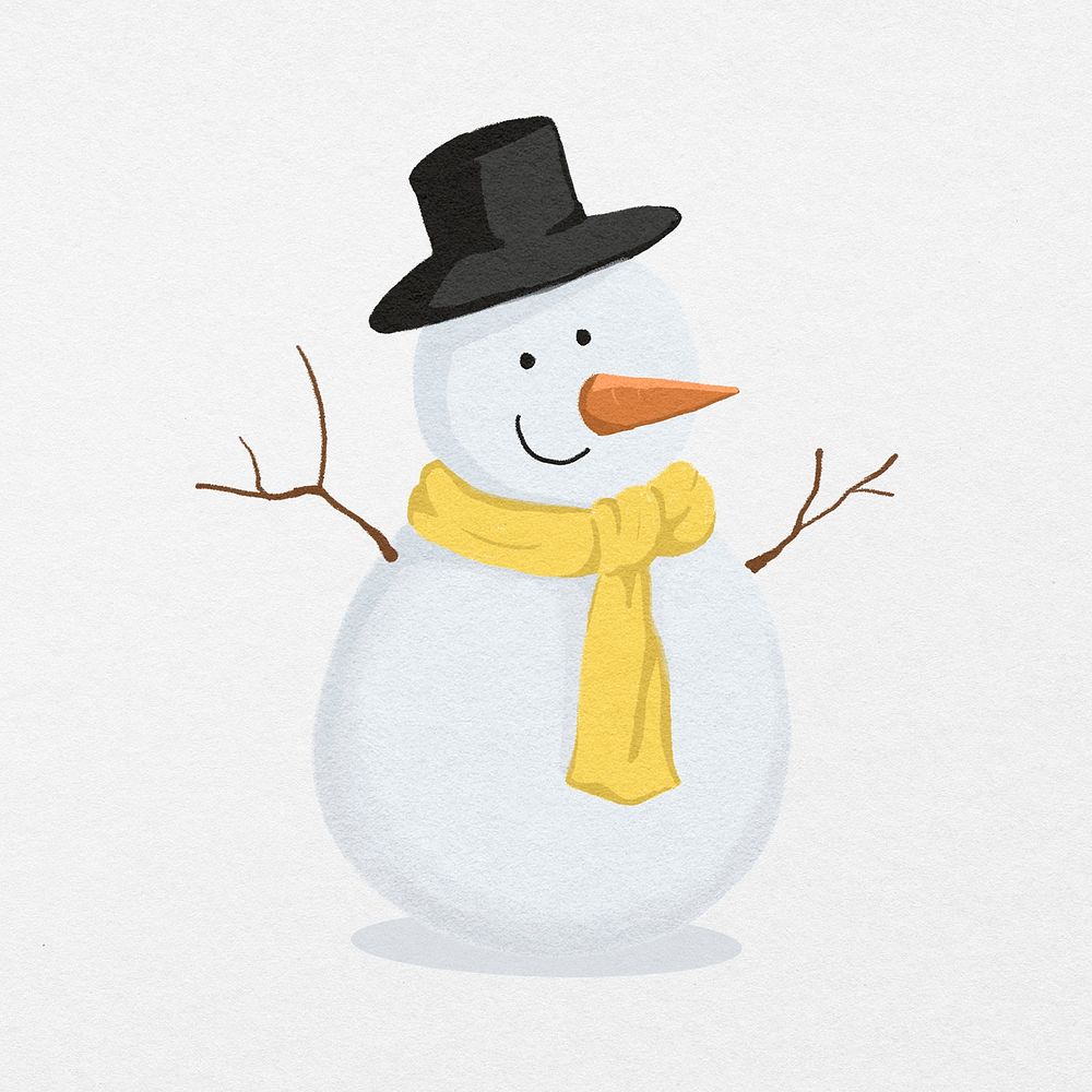 Cute snowman, Christmas, Winter illustration psd