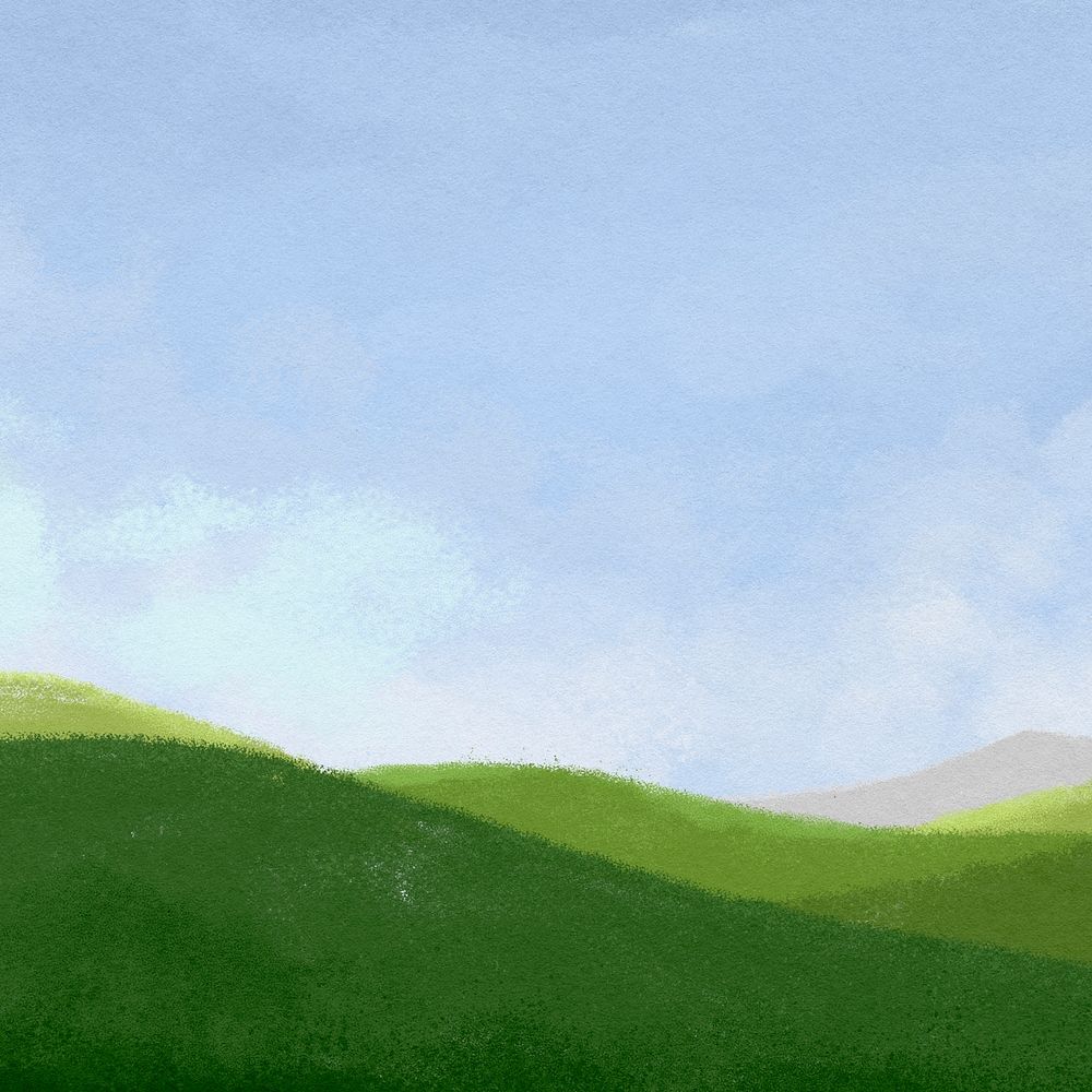 Aesthetic landscape background, watercolor border, nature illustration
