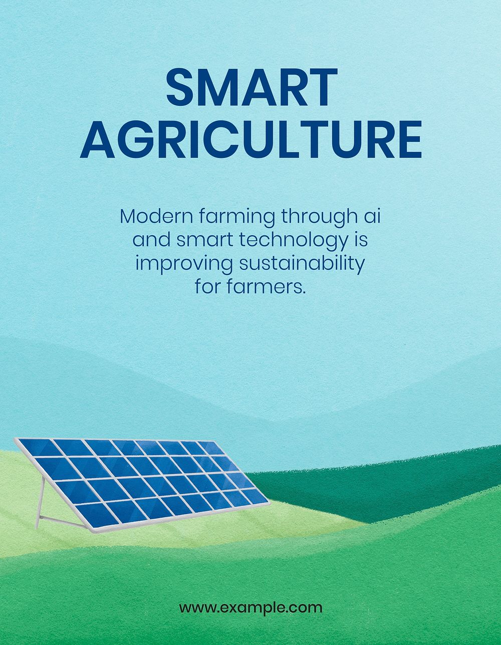 Smart agriculture flyer template, solar panel illustration psd