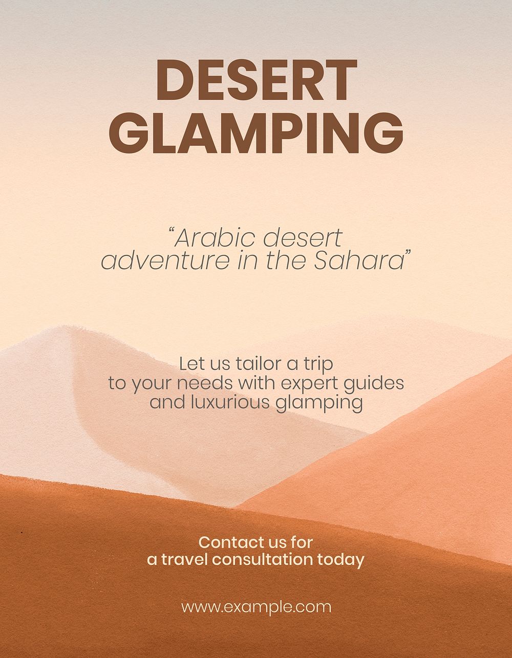 Watercolor desert flyer template, landscape illustration psd