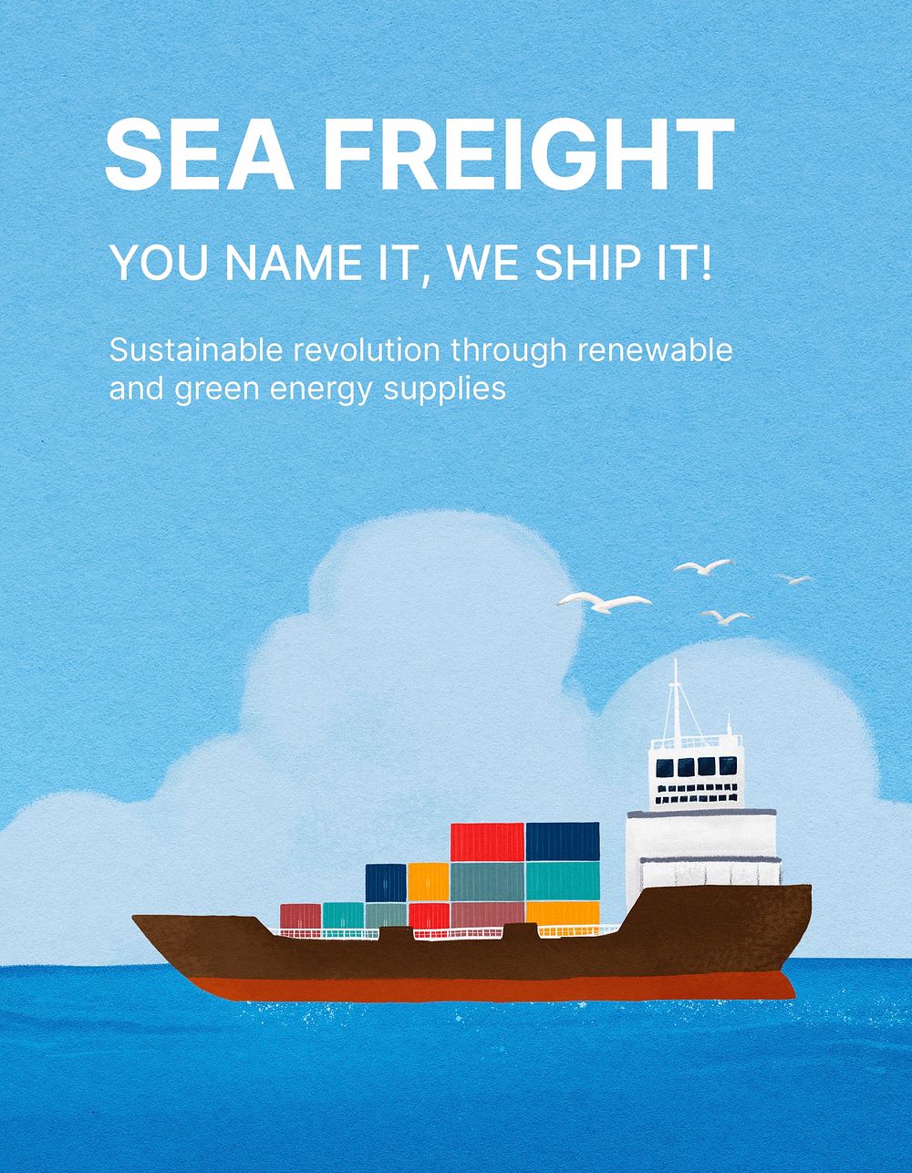 Sea freight flyer template, logistics industry psd