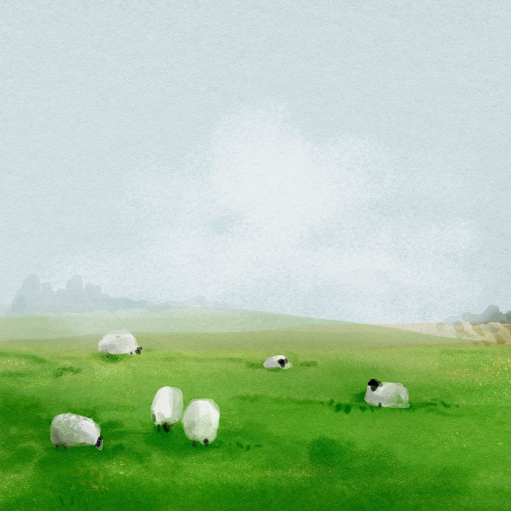 Watercolor farm landscape background, agriculture aesthetic psd