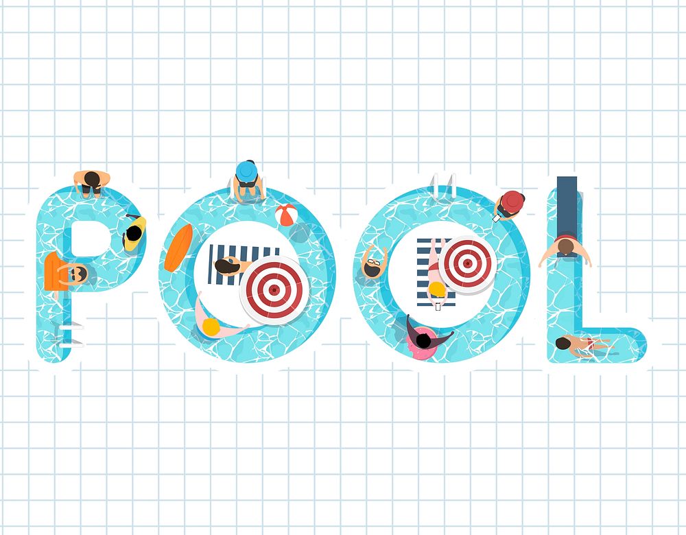 Vector of summer feel design with the word Pool