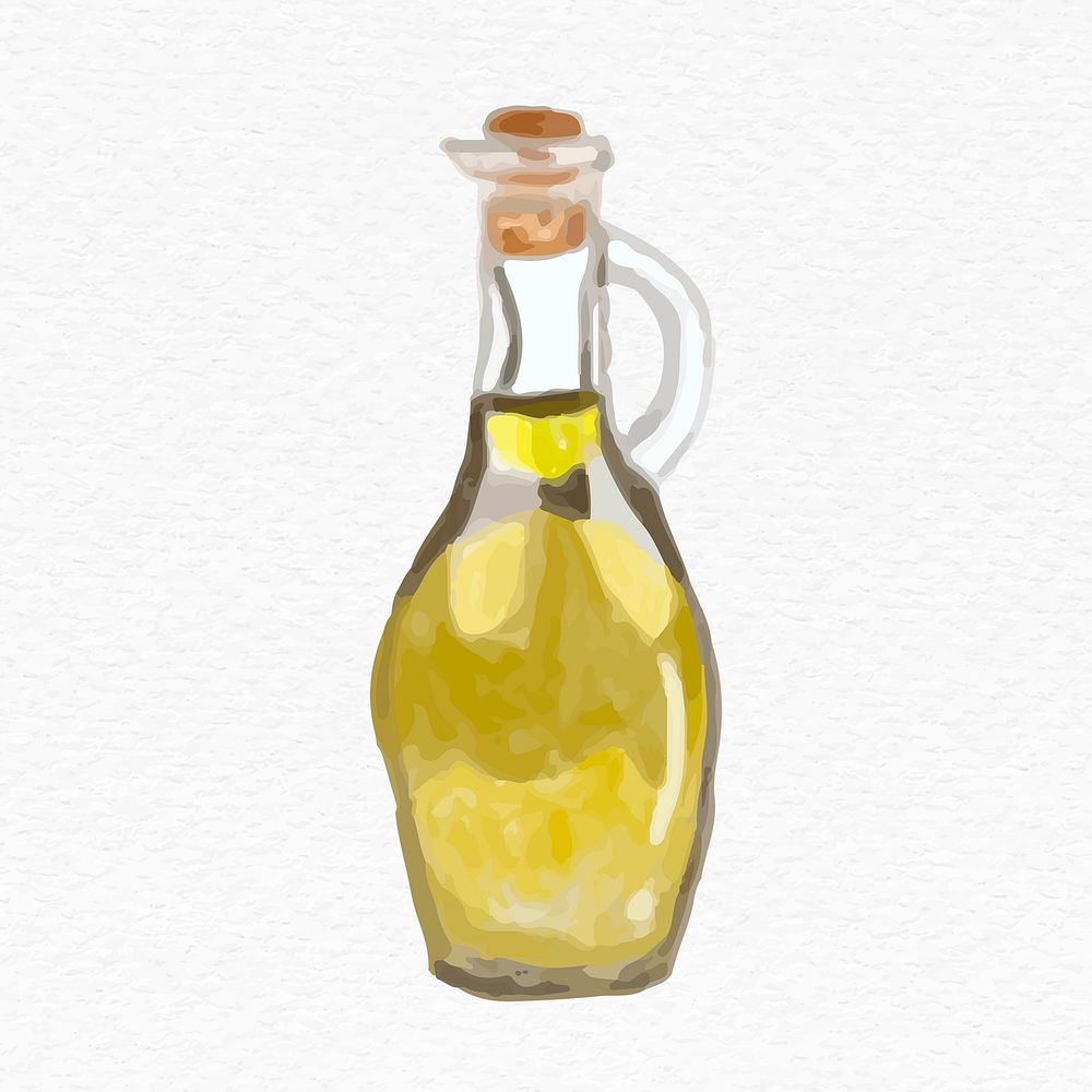 Watercolor olive oil psd hand drawn