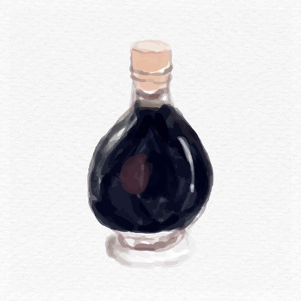 Hand drawn balsamic vinegar psd watercolor