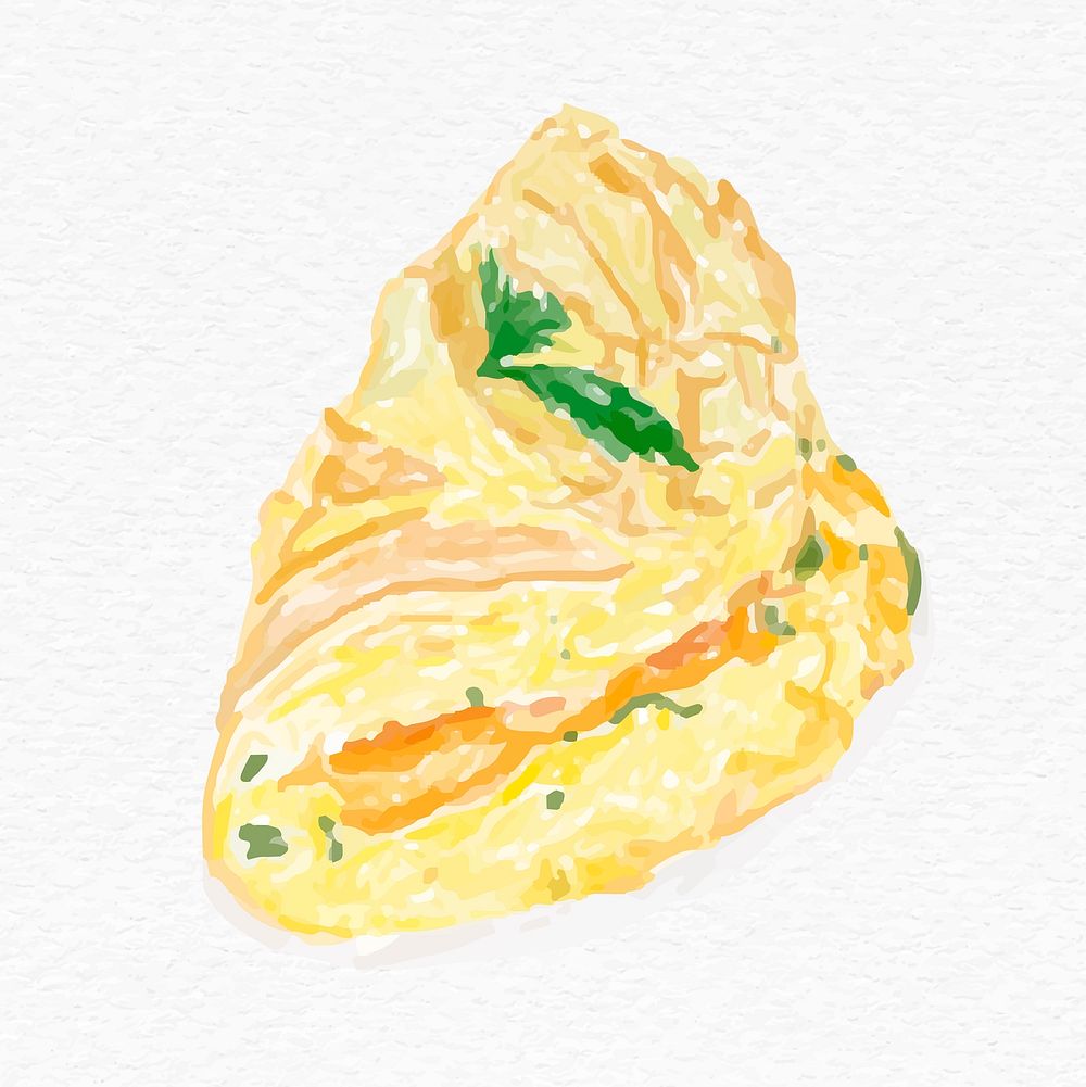 Egg omelette psd watercolor drawing