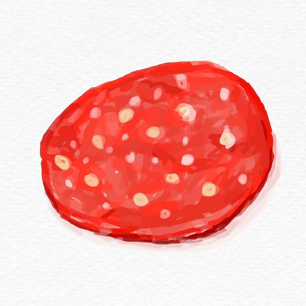 Red pepperoni psd watercolor drawing