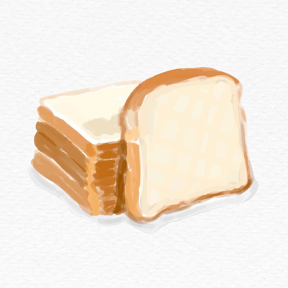 Watercolor sliced bread psd hand drawn